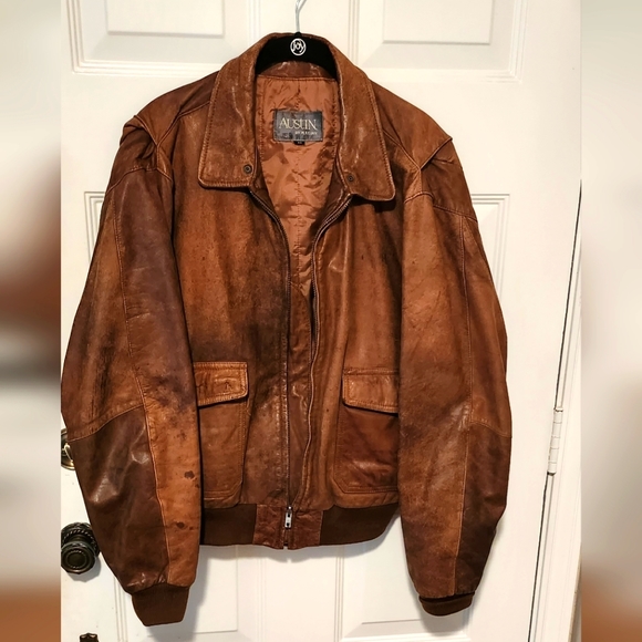 VINTAGE Austin by M. Julian Men's Leather Bomber Style Jacket Size 42 - Picture 1 of 10